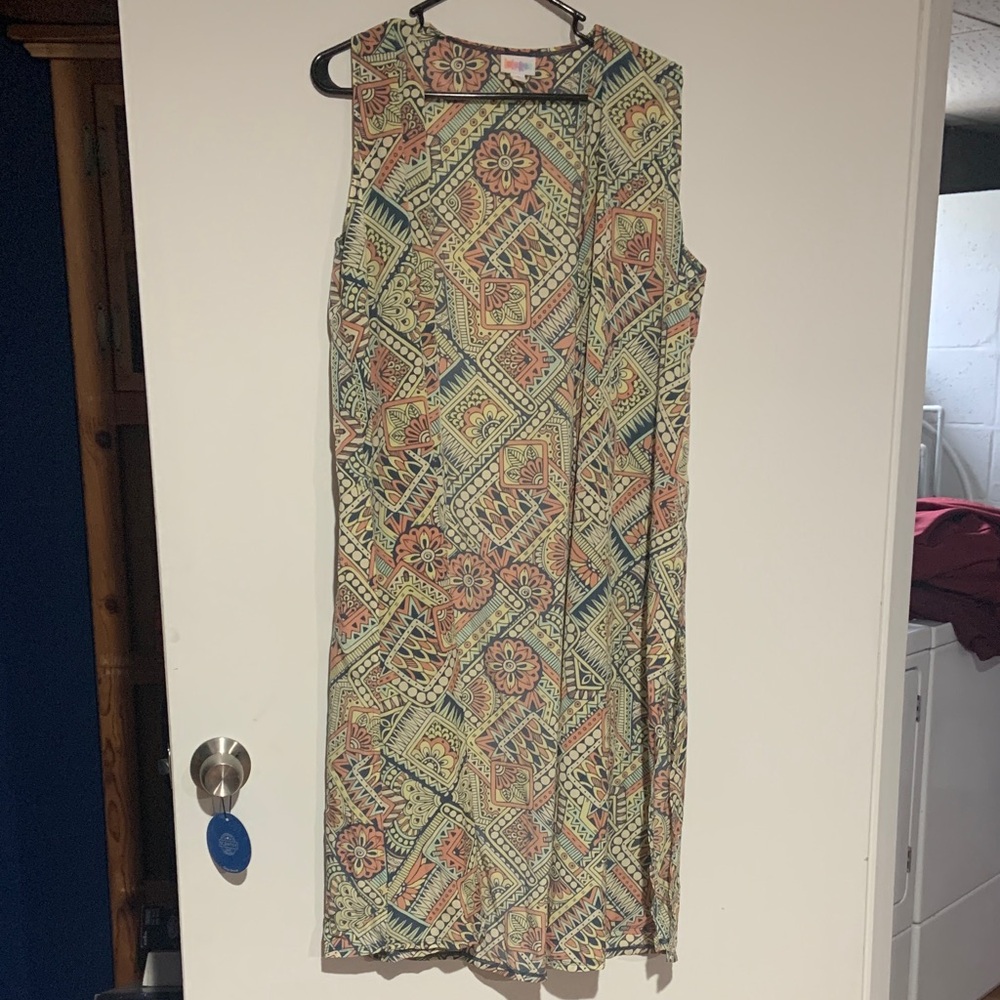 LuLaRoe Multicolor Patterned Long Vest